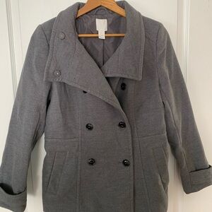 H&M Charcoal Double-Breasted Pea Coat